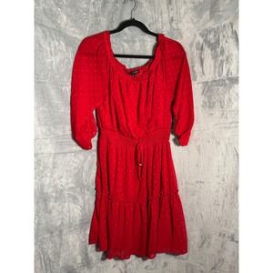 Ryan Michelle Red Dot Smocked Waist Tiered Mini Dress Womens PXL Petite 
XL